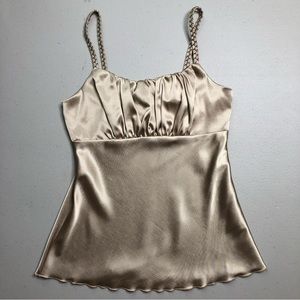 Iz Byer California Top Vintage Made in USA 90’s Braided Strap Gold Tank Top S